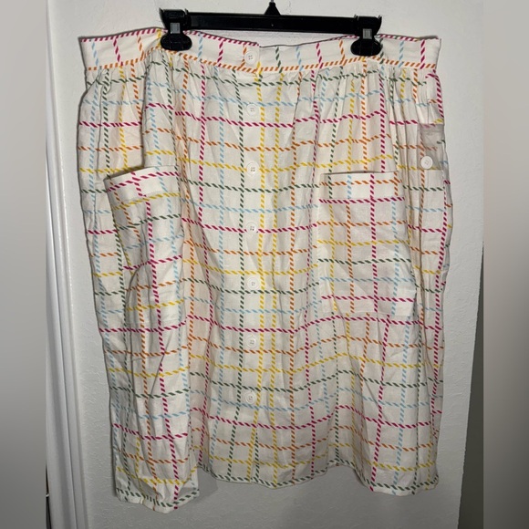 ModCloth NWT Creative Direction Rainbow Plaid A-Line Linen Skirt Womens Size 16 - Picture 2 of 10
